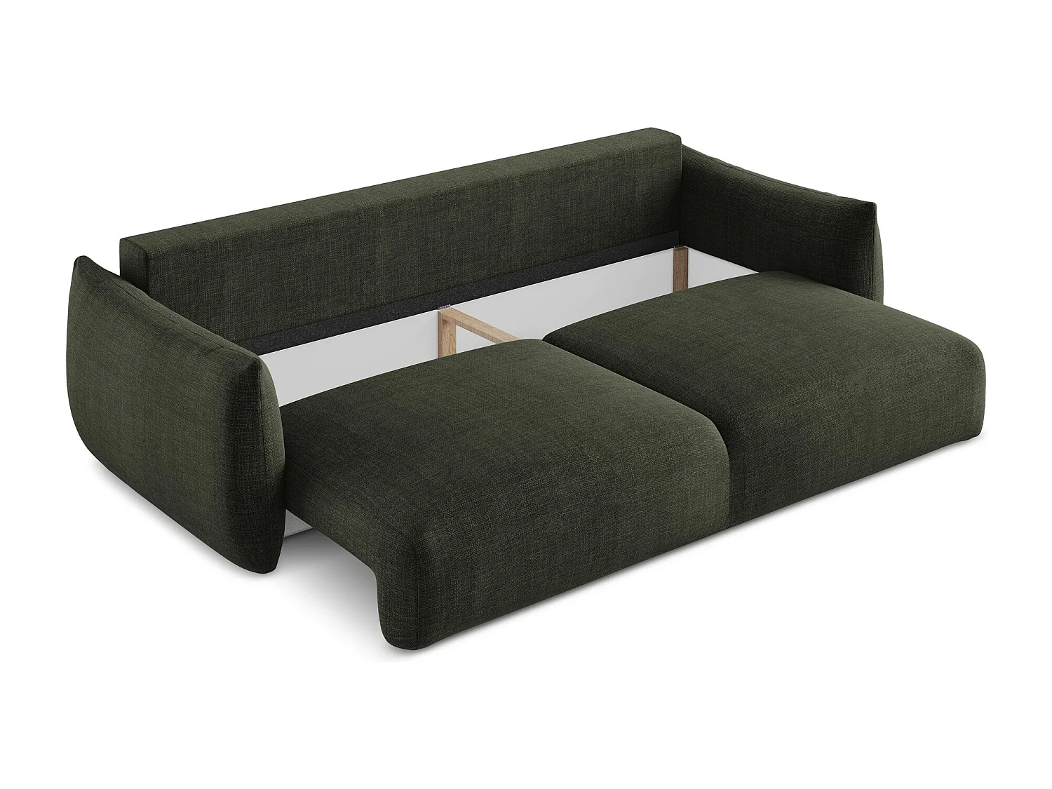 Canapé 3 places convertible en tissu texturé - olive - LEILA