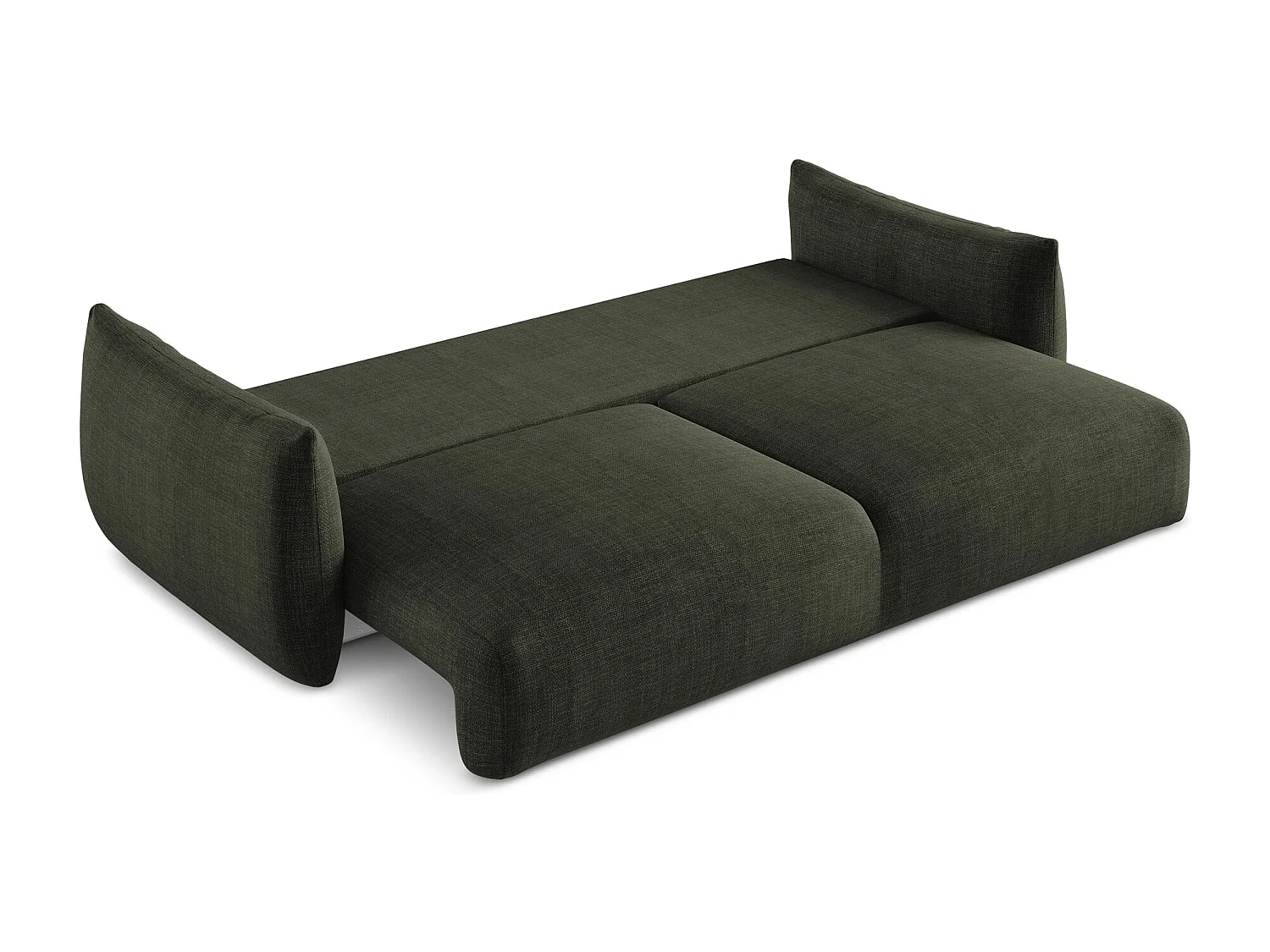 Canapé 3 places convertible en tissu texturé - olive - LEILA