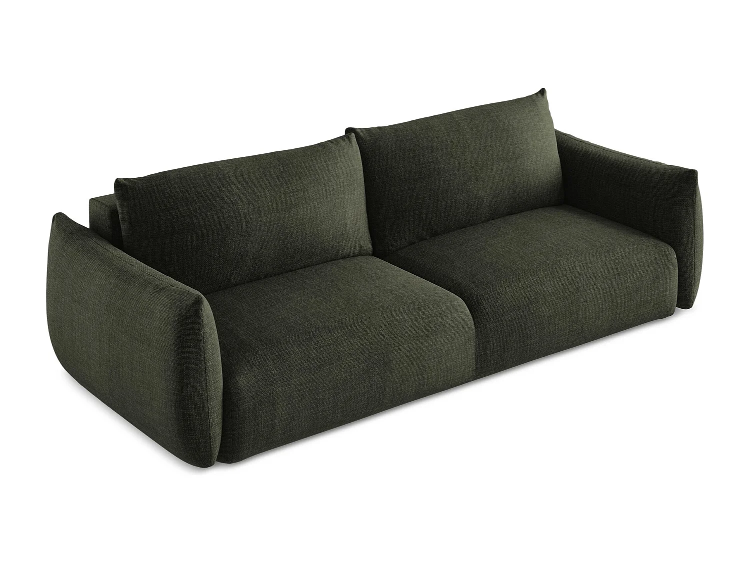 Driezits-slaapbank van olijf textuurstof - LEILA