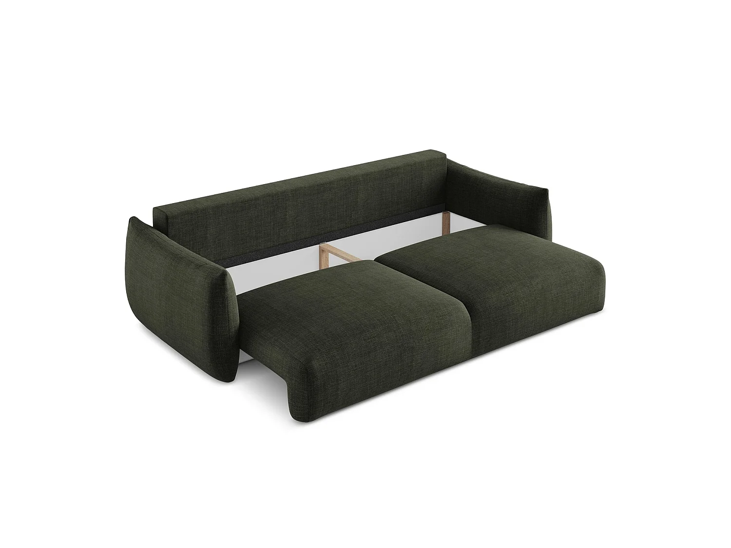 Canapé 3 places convertible en tissu texturé - olive - SAVONA