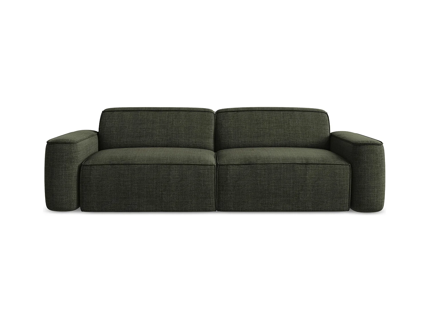 Canapé modulable 4 places en tissu texturé - olive - OMAO