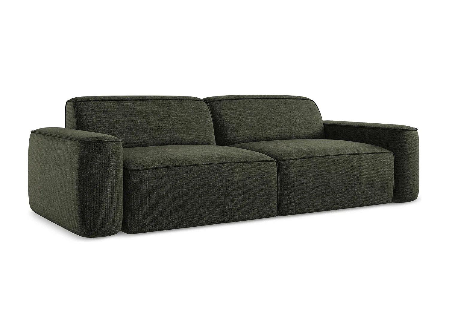 Canapé modulable 4 places en tissu texturé - olive - OMAO