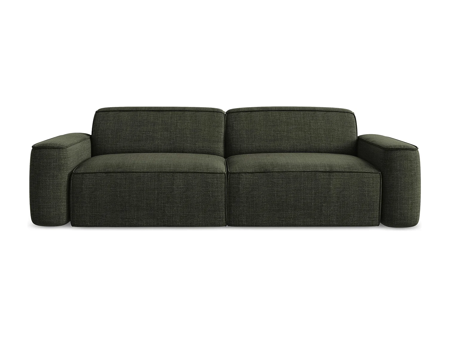 Canapé modulable 4 places en tissu texturé - olive - OMAO