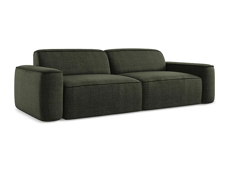 Canapé modulable 4 places en tissu texturé - olive - OMAO