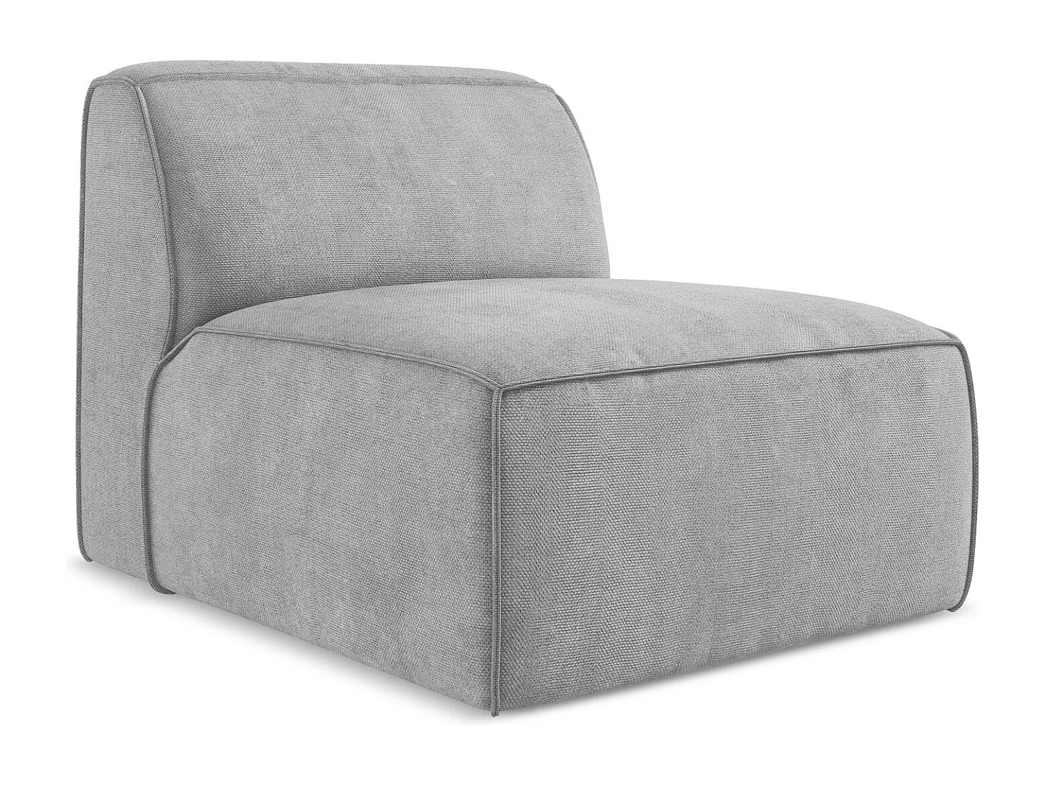 Fauteuil pour canapé modulable en tissu chenille - gris clair - OMAO