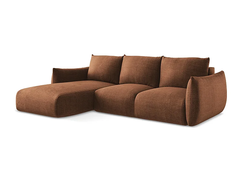 3-Sitzer Ecksofa mit Schlaffunktion - Ecke Links - Strukturstoff - Terrakotta - LEILA