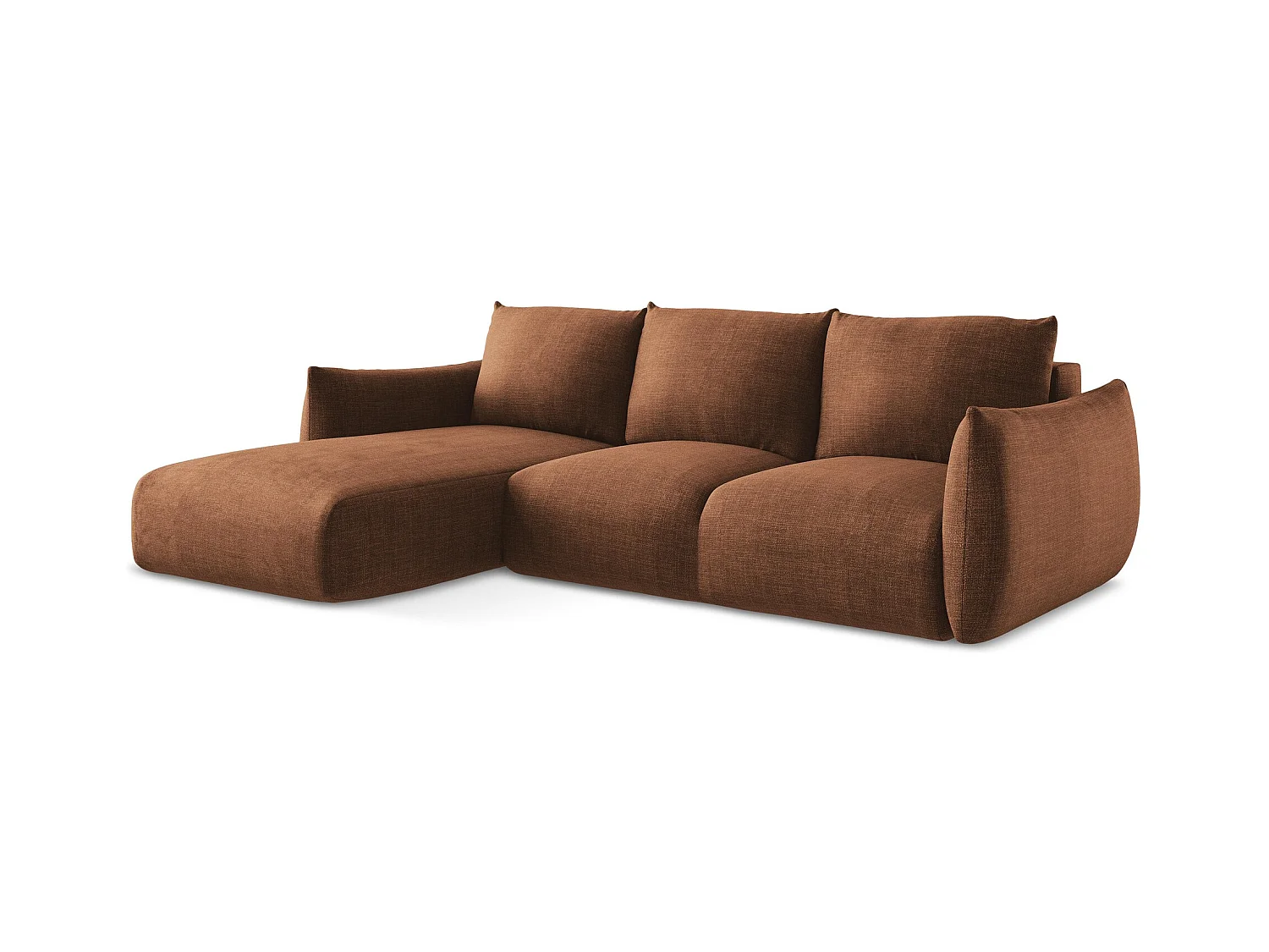 3-Sitzer Ecksofa mit Schlaffunktion - Ecke Links - Strukturstoff - Terrakotta - LEILA