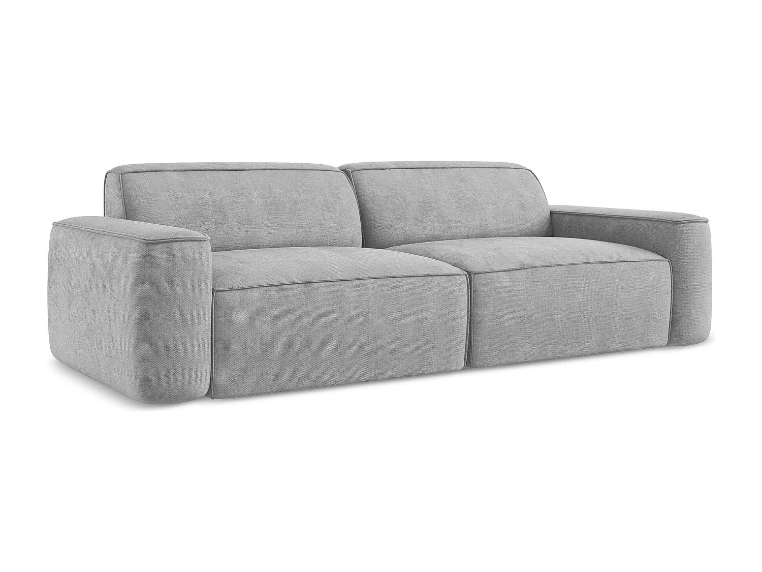 Canapé modulable 4 places en tissu chenille - gris clair - OMAO