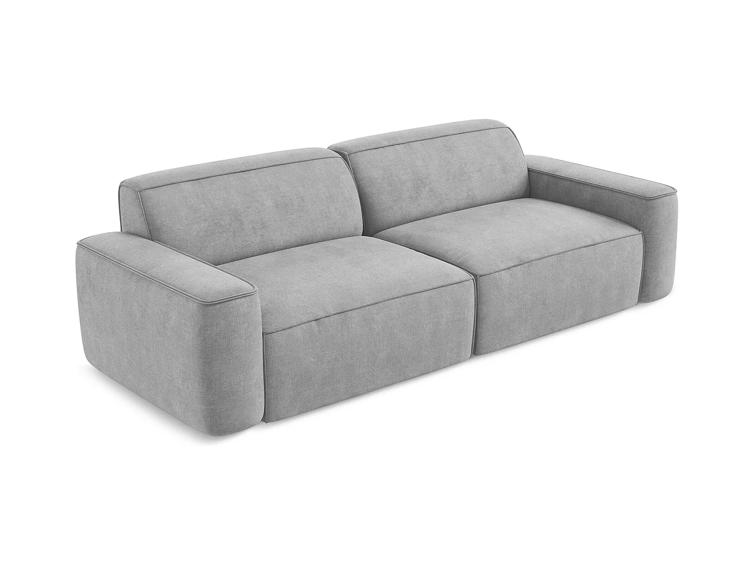 Canapé modulable 4 places en tissu chenille - gris clair - OMAO