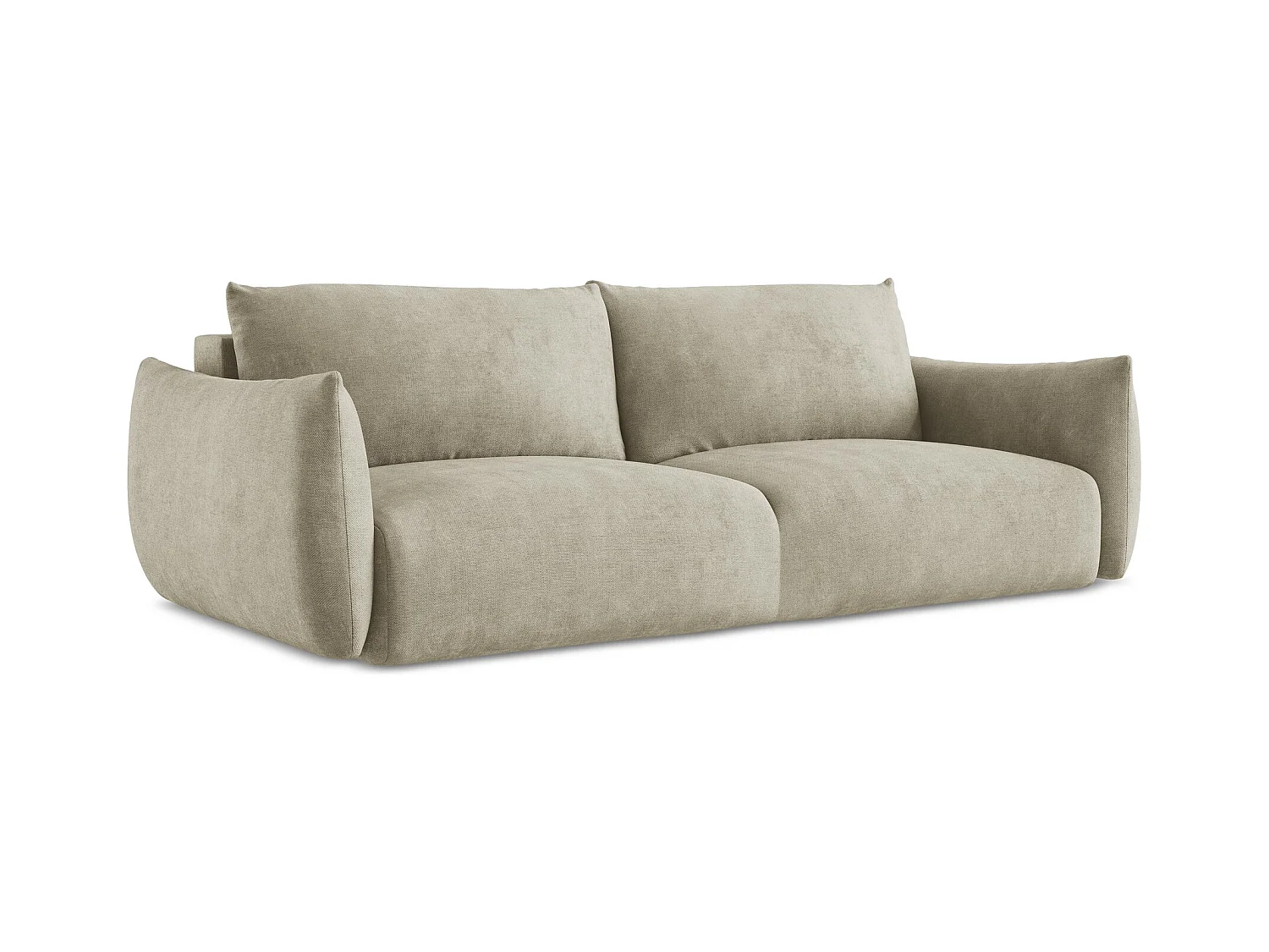 Canapé 3 places convertible en tissu chenille - beige - LEILA