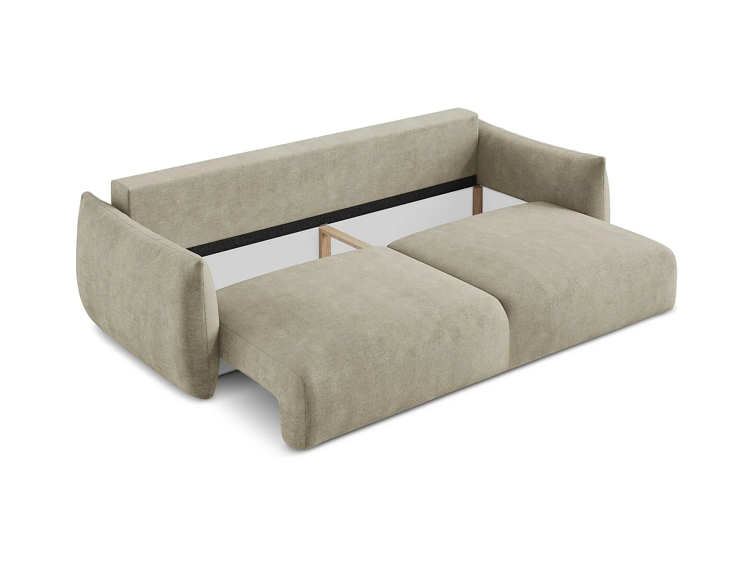 Canapé 3 places convertible en tissu chenille - beige - LEILA