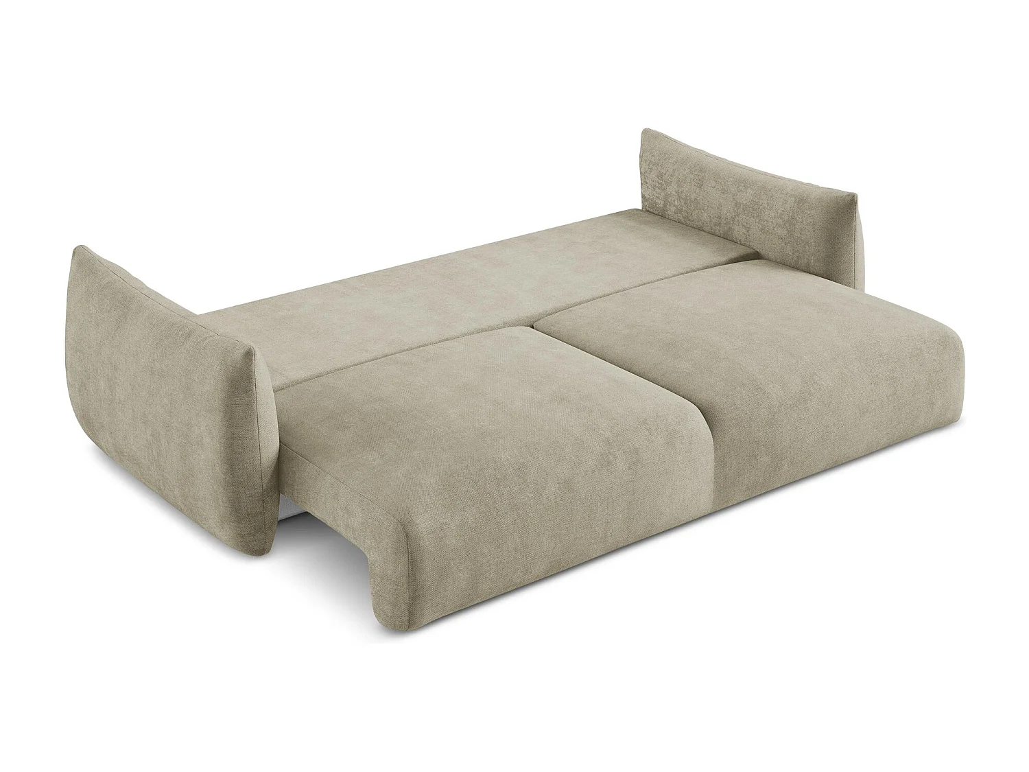 Canapé 3 places convertible en tissu chenille - beige - LEILA