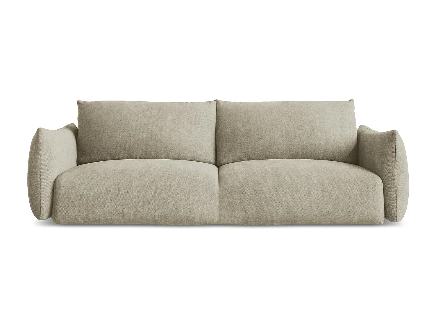 Driezits-slaapbank van beige chenille stof - LEILA