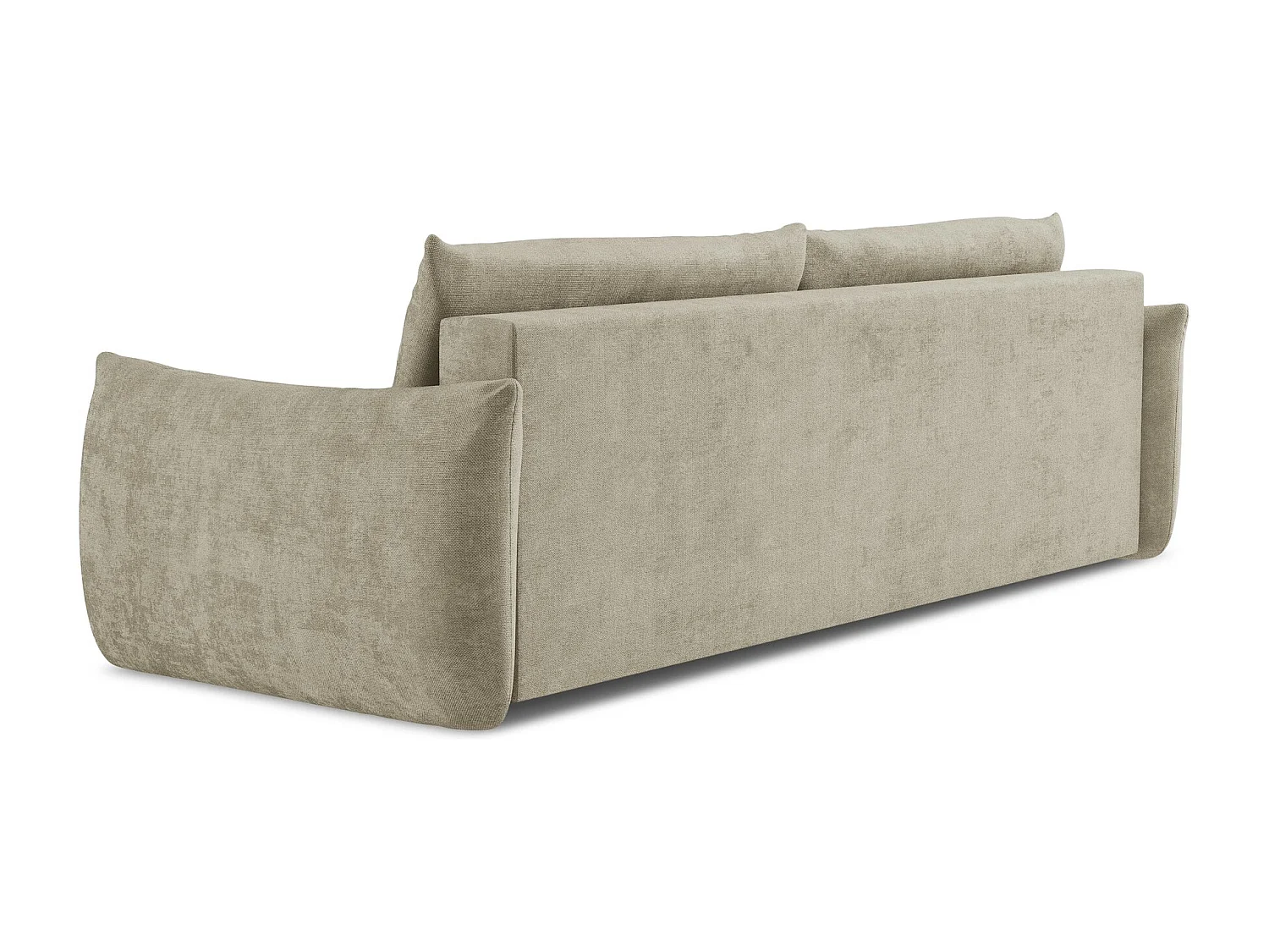 Driezits-slaapbank van beige chenille stof - LEILA