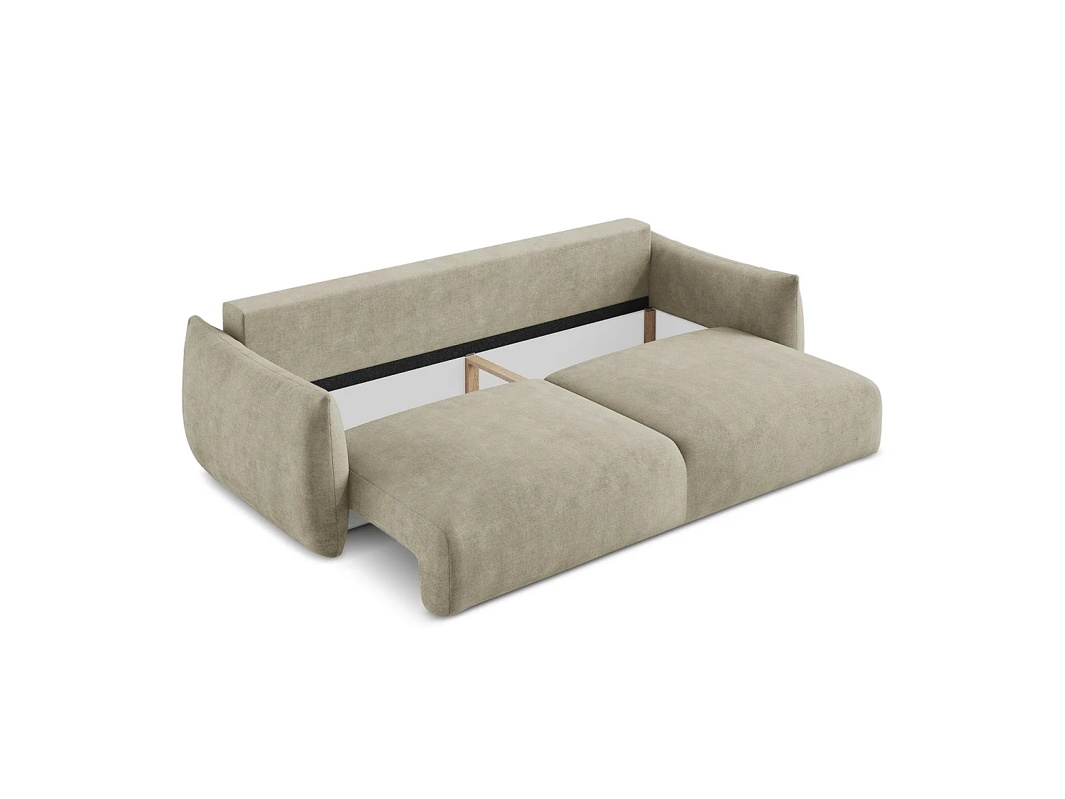 Canapé 3 places convertible en tissu chenille - beige - SAVONA