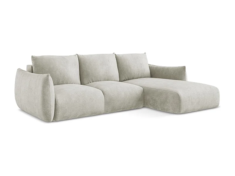 Ecksofa mit Schlaffunktion - Ecke Rechts - Chenille - Perle - LEILA