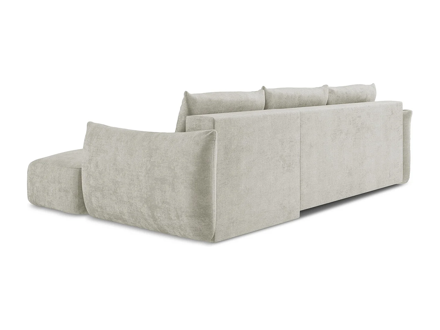 Canapé d'angle droit convertible en tissu chenille - perle - LEILA