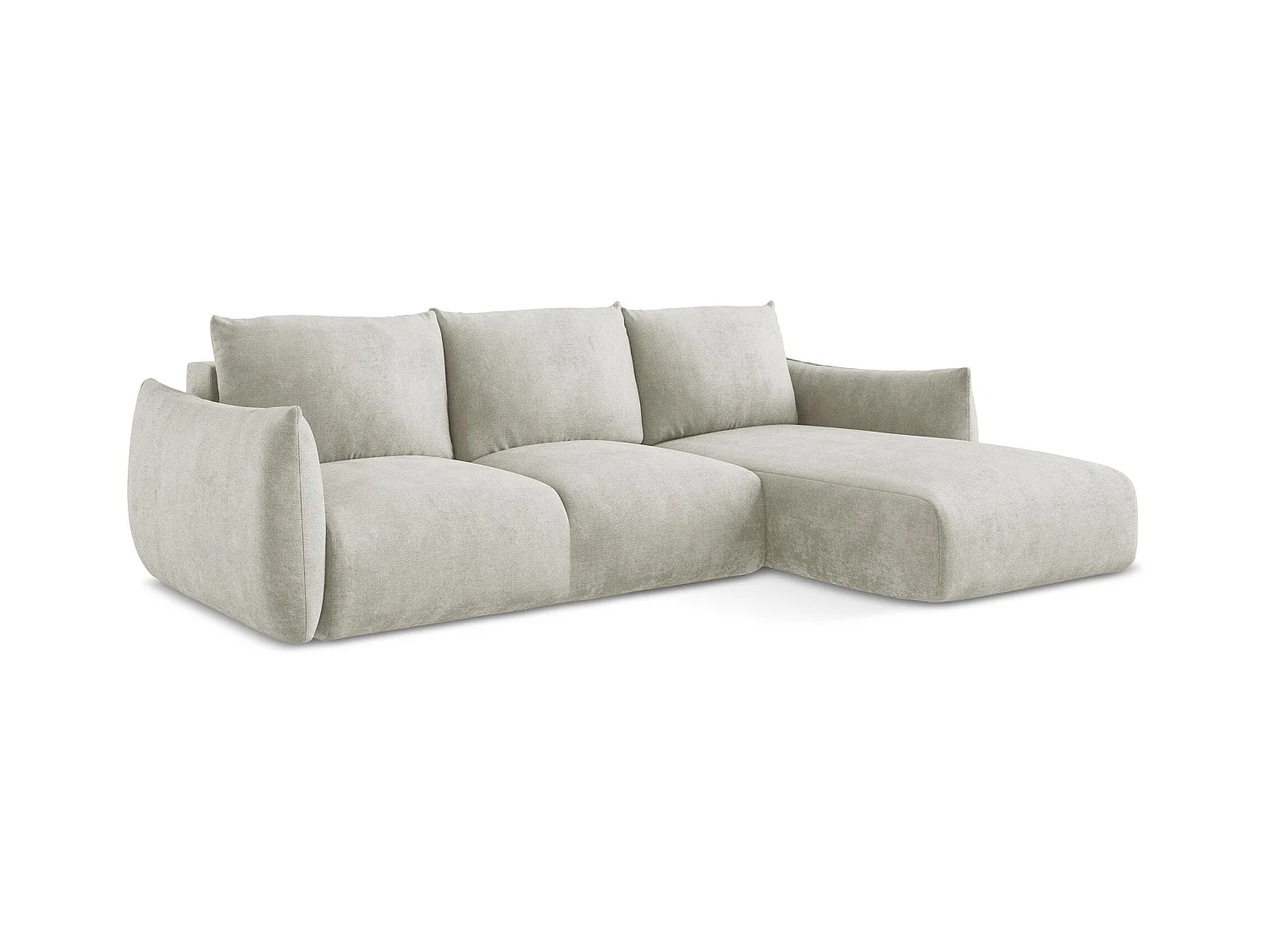 Ecksofa mit Schlaffunktion - Ecke Rechts - Chenille - Perle - LEILA