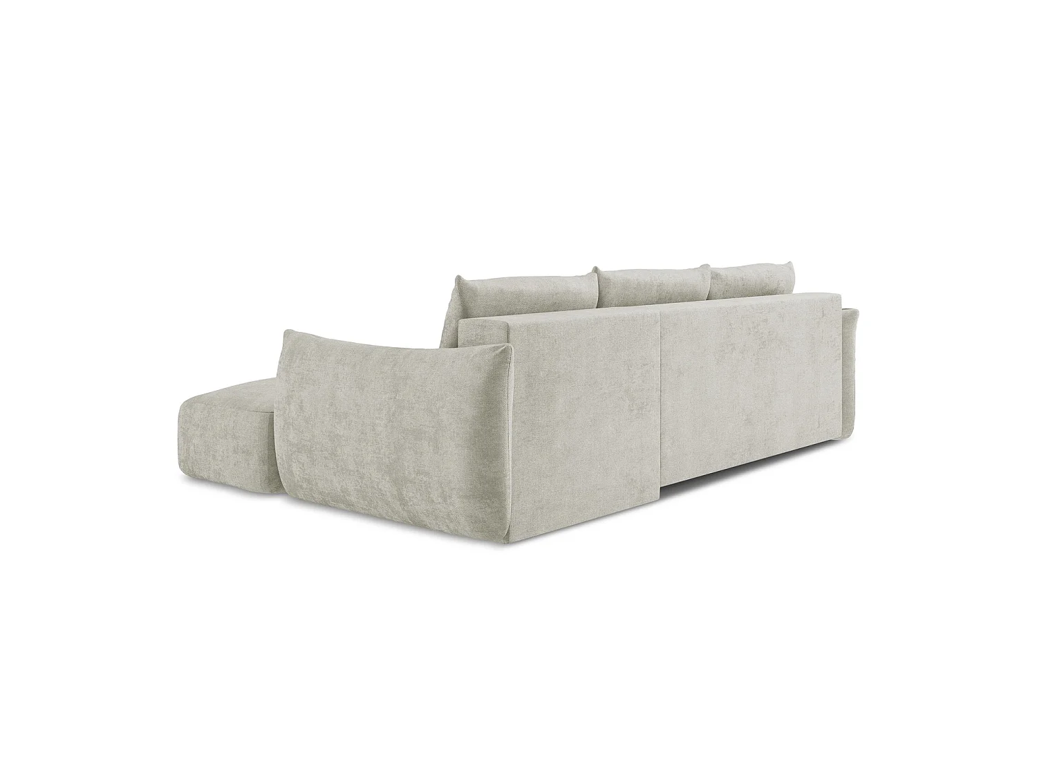 Canapé d'angle droit convertible en tissu chenille - perle - SAVONA