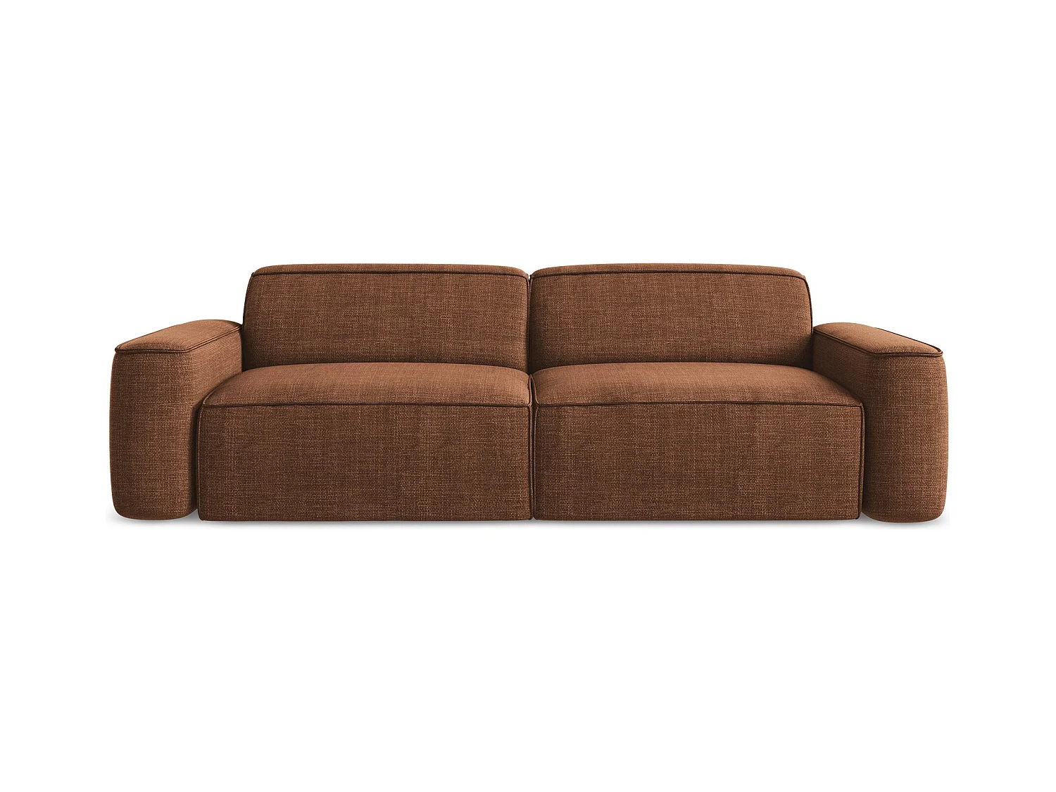 Canapé modulable 4 places en tissu texturé - terre cuite - OMAO