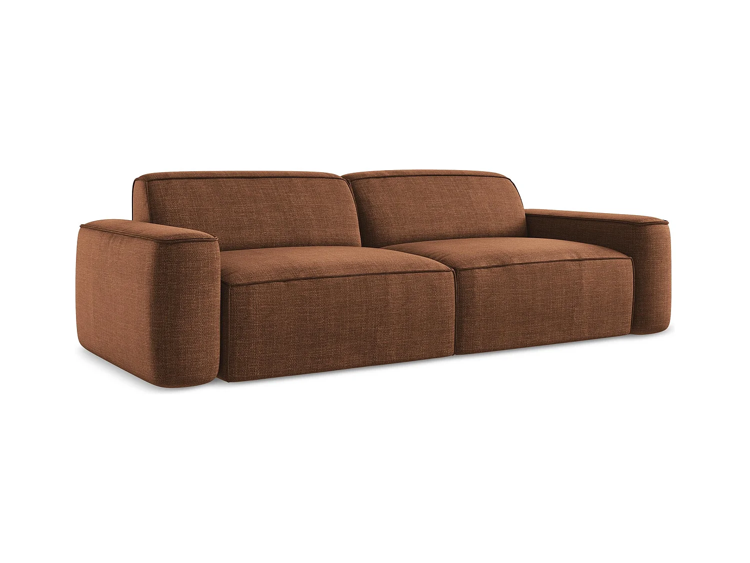 Canapé modulable 4 places en tissu texturé - terre cuite - OMAO