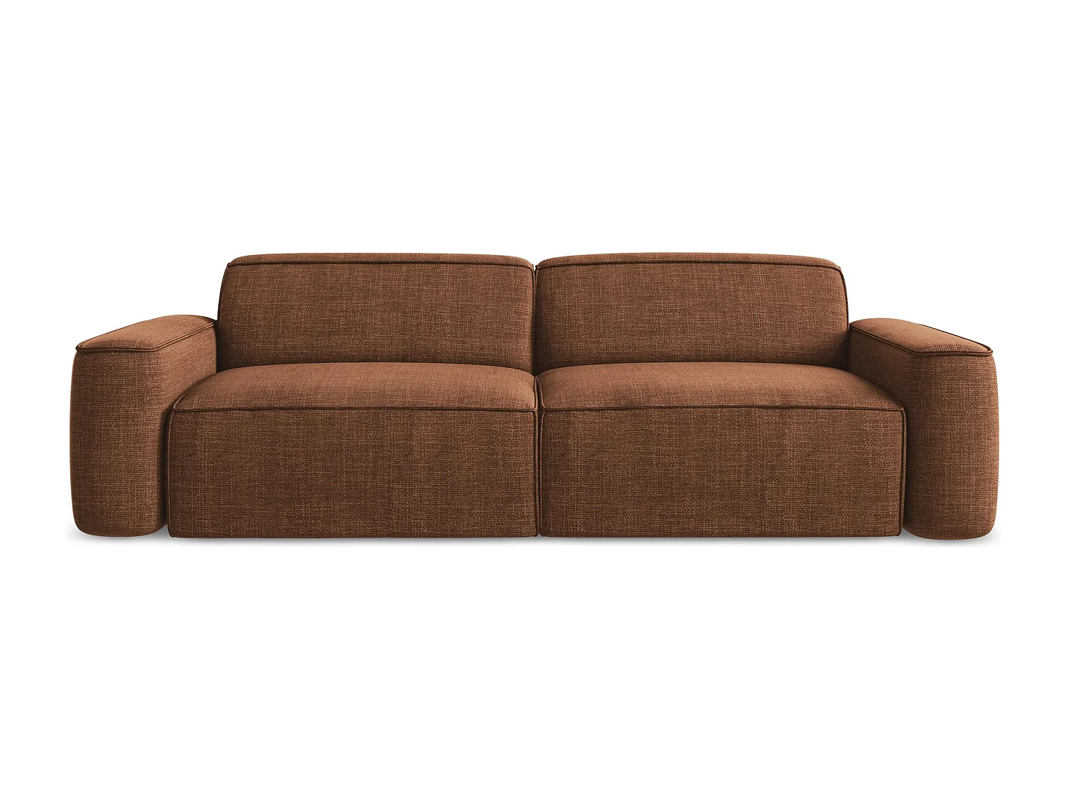Canapé modulable 4 places en tissu texturé - terre cuite - OMAO