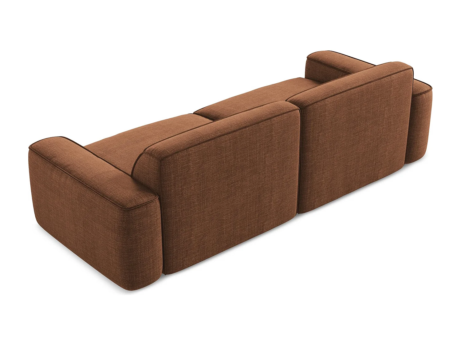 Canapé modulable 4 places en tissu texturé - terre cuite - OMAO