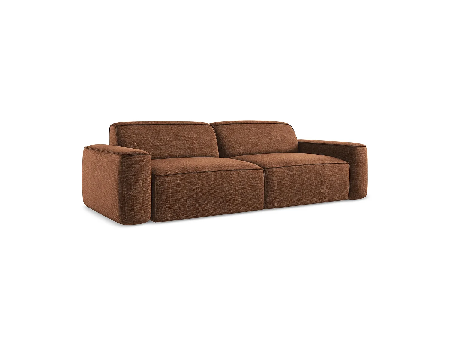 Canapé modulable 4 places en tissu texturé - terre cuite - MELISSA
