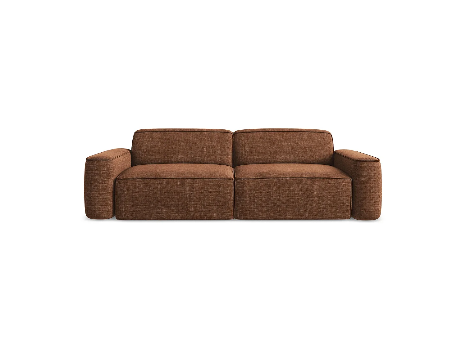 Canapé modulable 4 places en tissu texturé - terre cuite - MELISSA