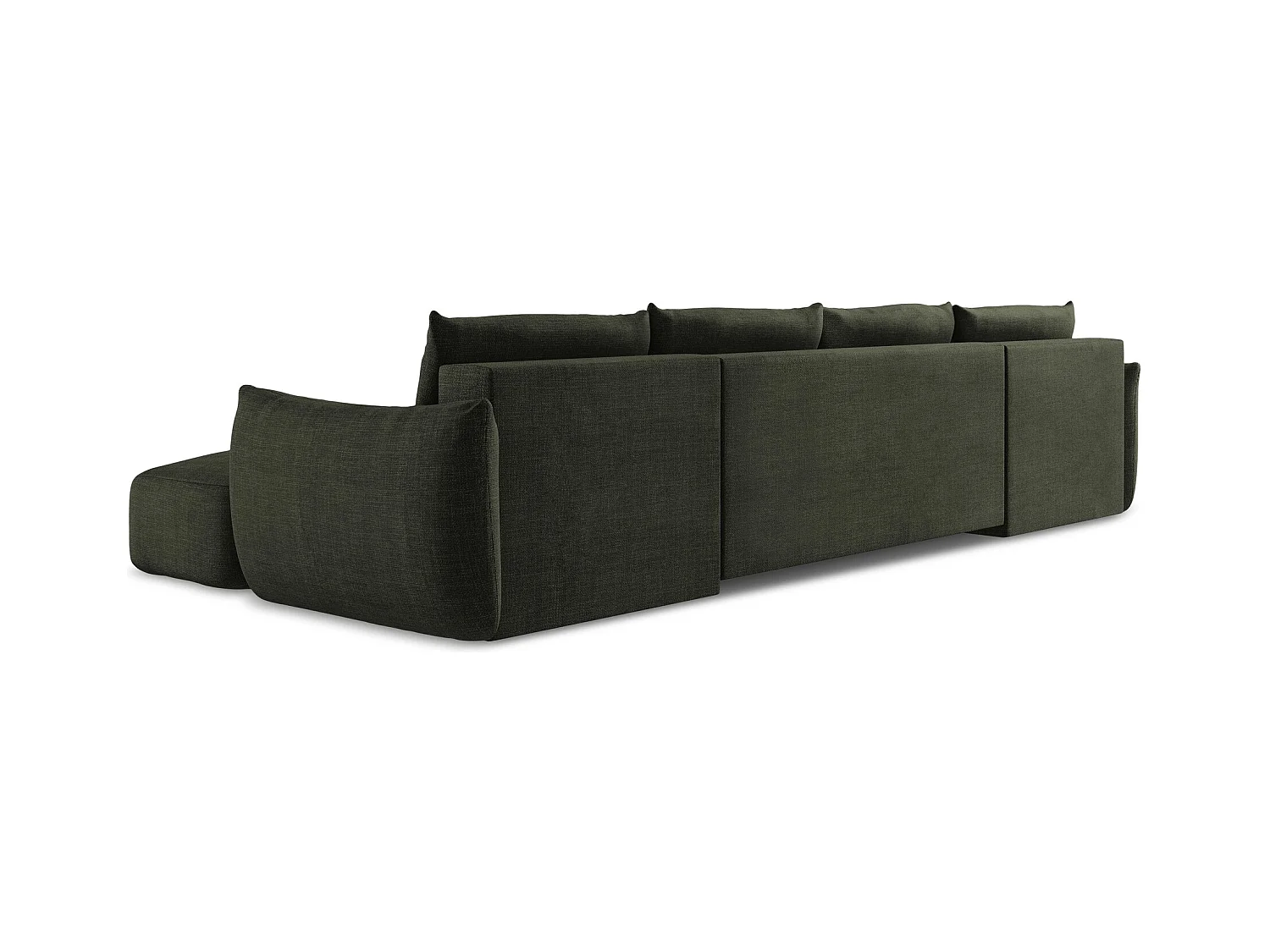 Canapé panoramique 4 places convertible en tissu texturé - olive - LEILA