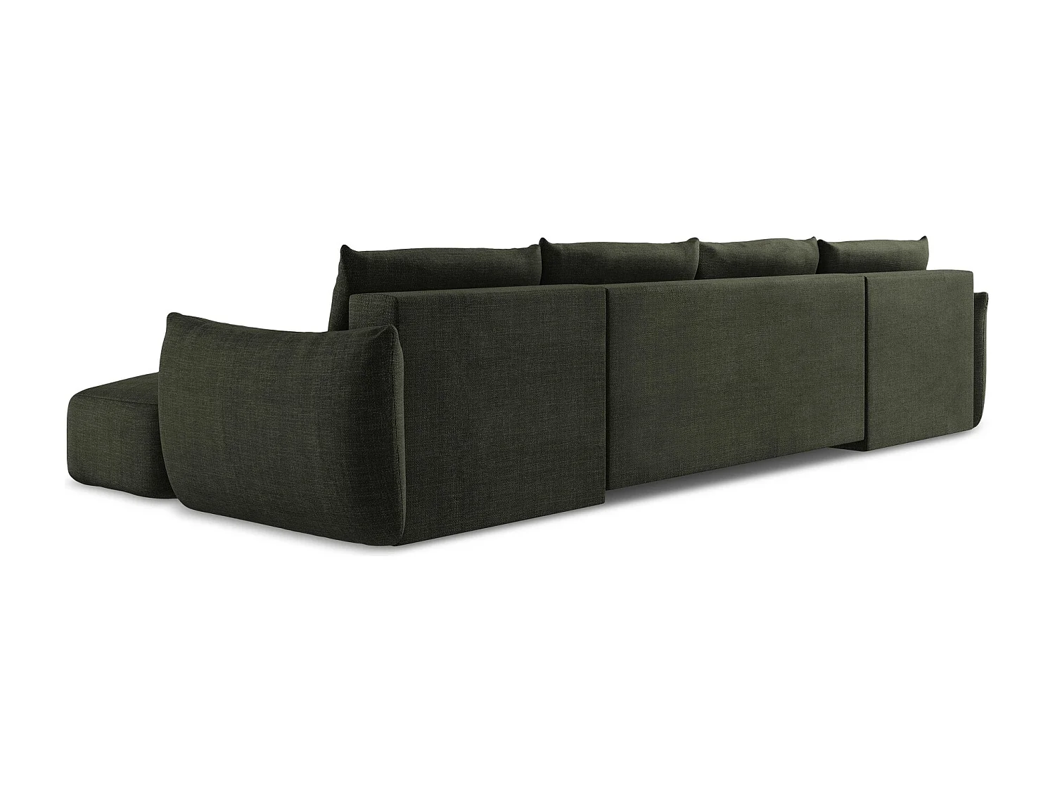 Canapé panoramique 4 places convertible en tissu texturé - olive - LEILA