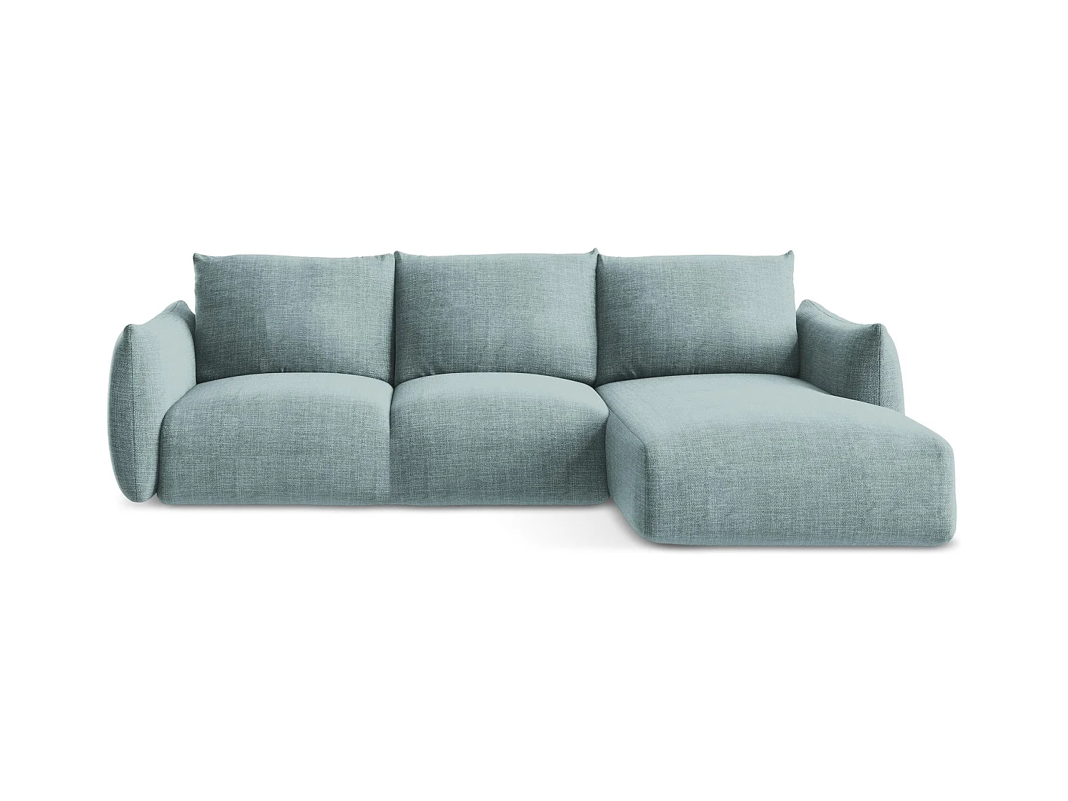 Canapé d'angle droit convertible en tissu texturé - jeans - LEILA