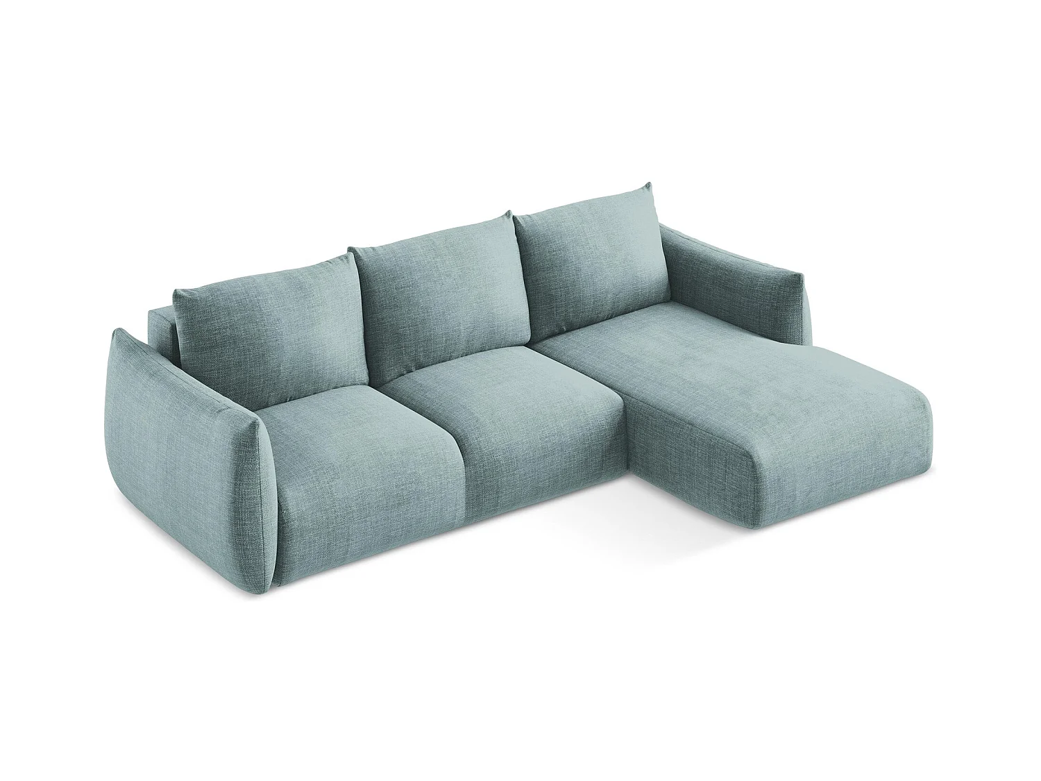 Canapé d'angle droit convertible en tissu texturé - jeans - LEILA