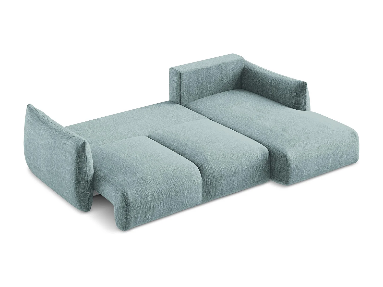 Canapé d'angle droit convertible en tissu texturé - jeans - LEILA