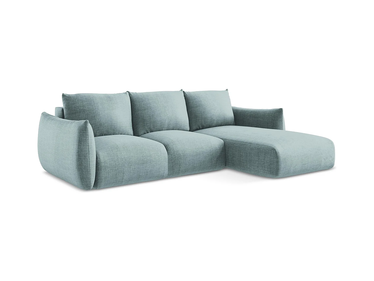 Ecksofa mit Schlaffunktion - Ecke Rechts - Strukturstoff - Jeans - LEILA
