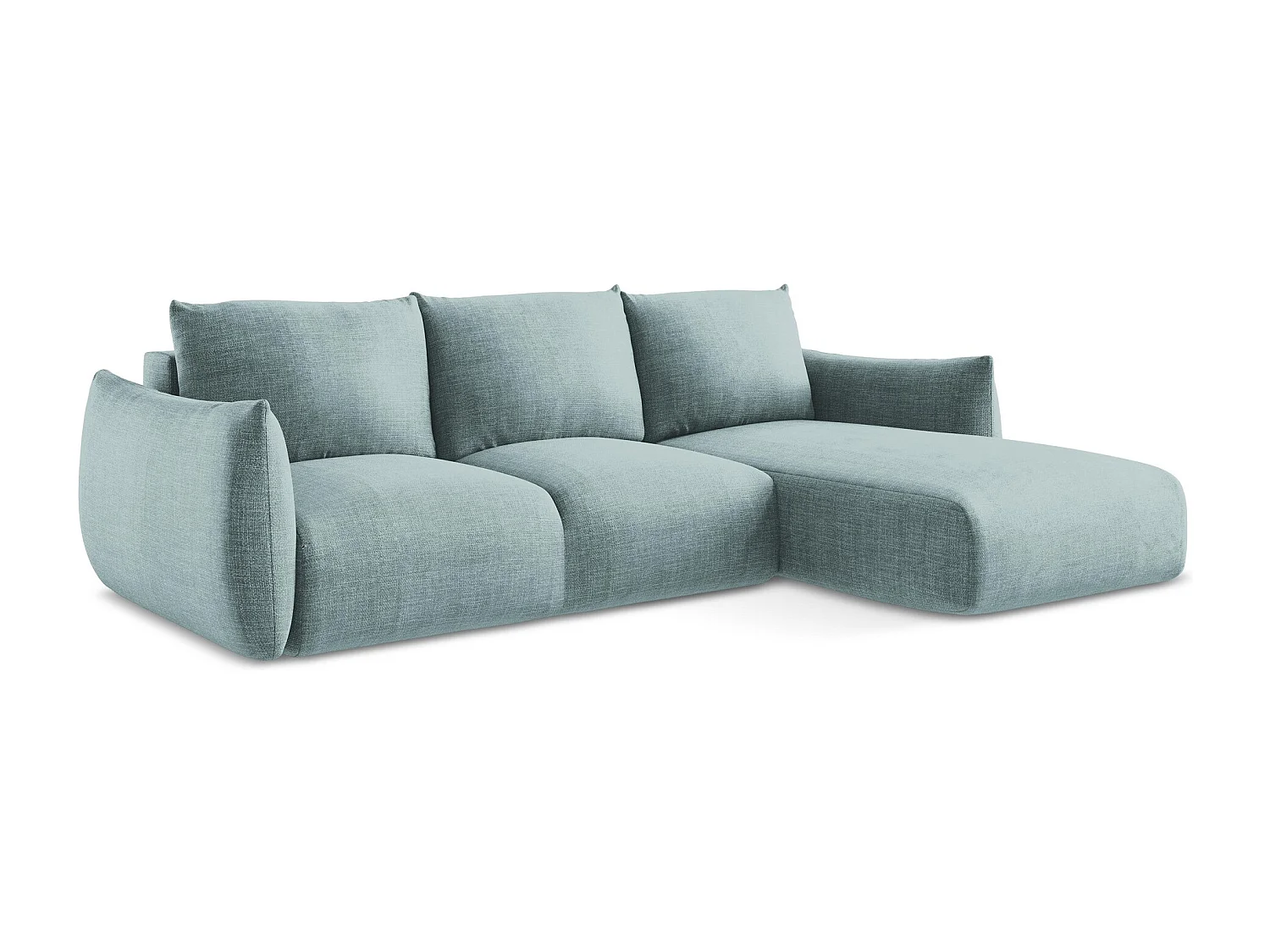 Canapé d'angle droit convertible en tissu texturé - jeans - LEILA