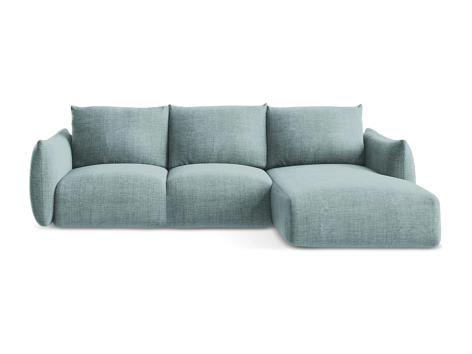 Canapé d'angle droit convertible en tissu texturé - jeans - LEILA