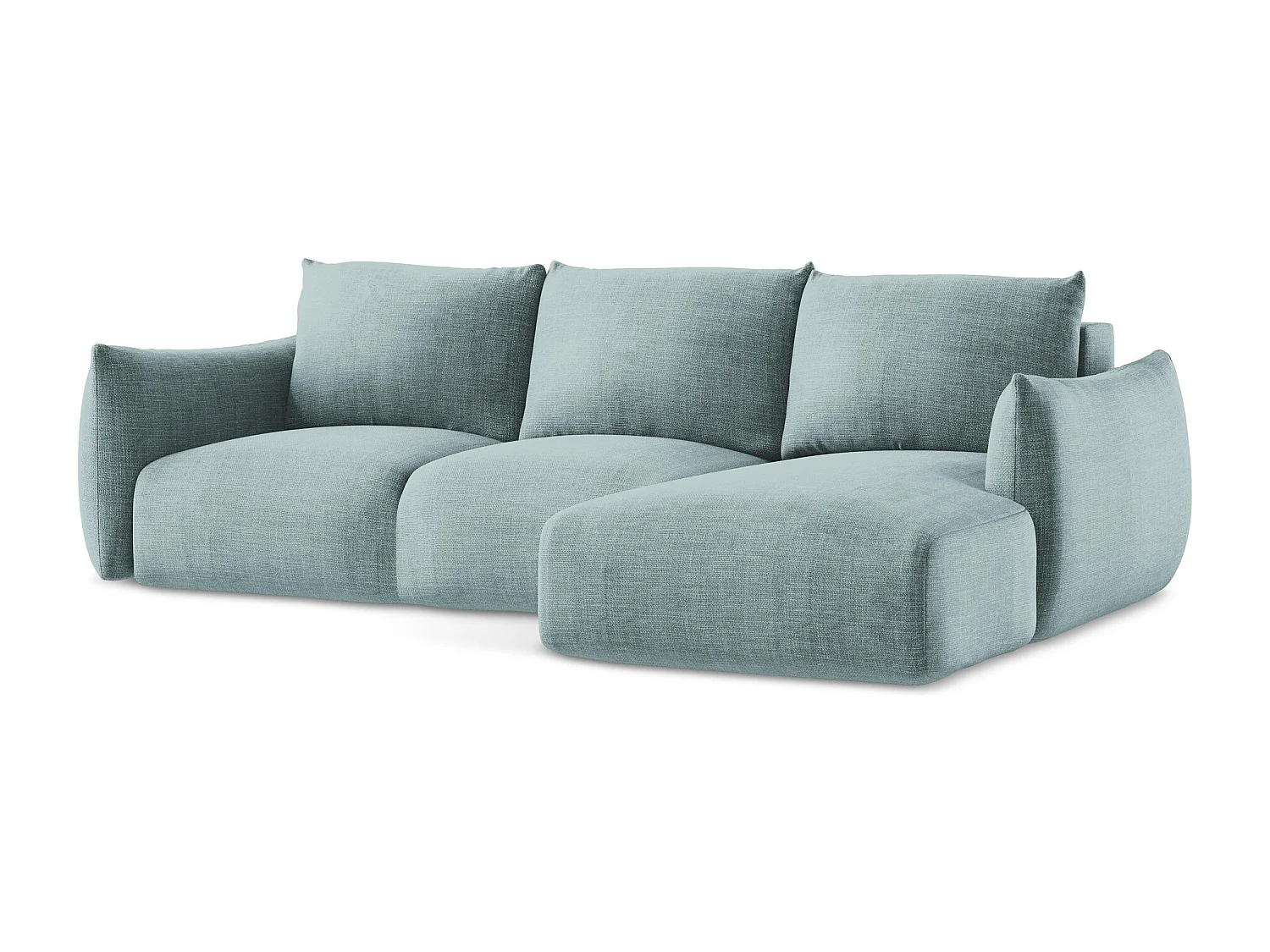 Canapé d'angle droit convertible en tissu texturé - jeans - LEILA