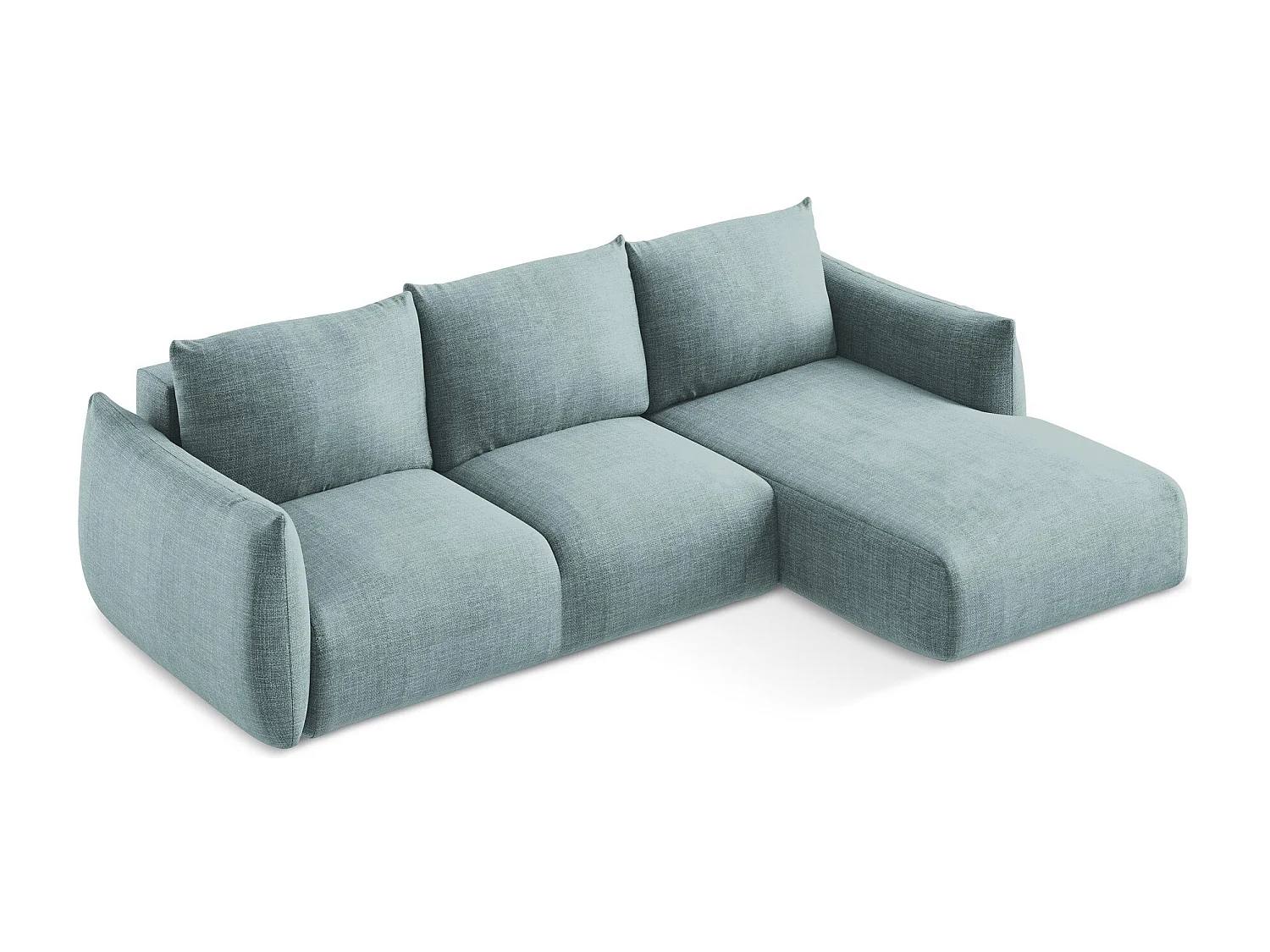 Canapé d'angle droit convertible en tissu texturé - jeans - LEILA