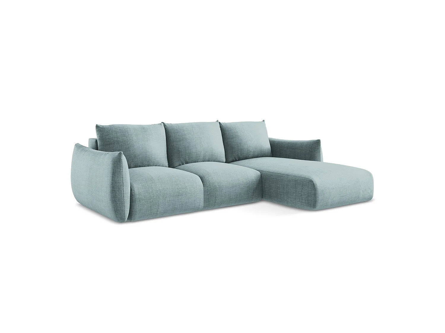 Canapé d'angle droit convertible en tissu texturé - jeans - SAVONA