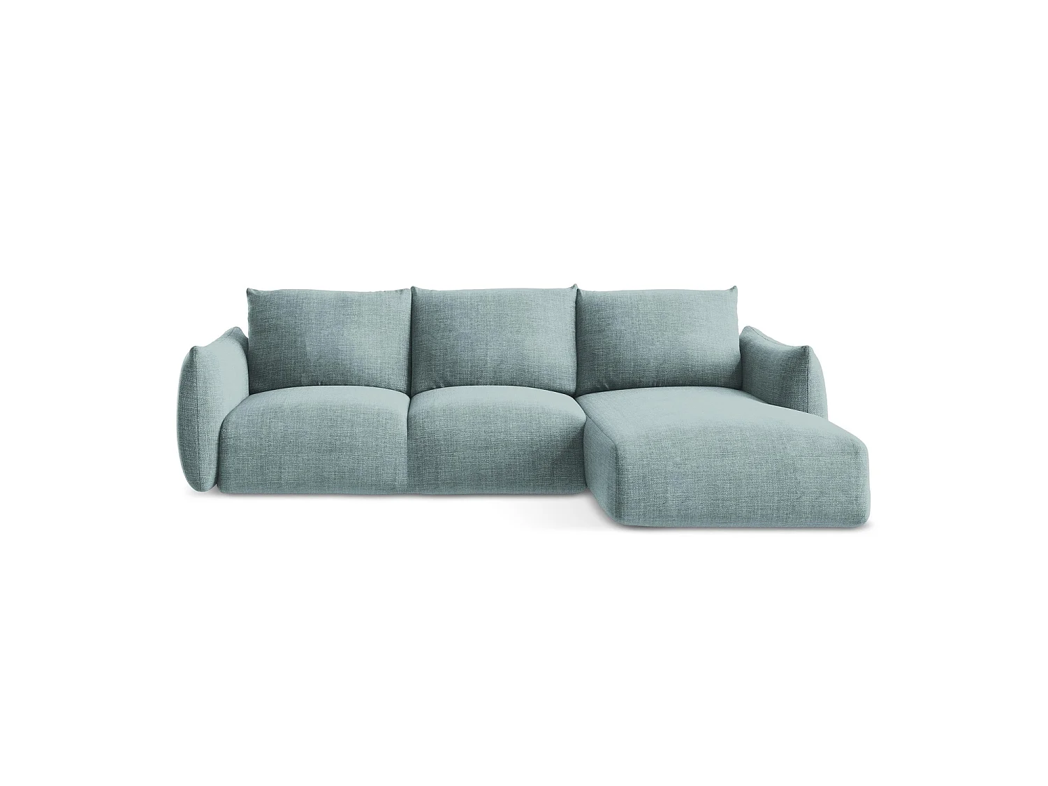 Canapé d'angle droit convertible en tissu texturé - jeans - SAVONA