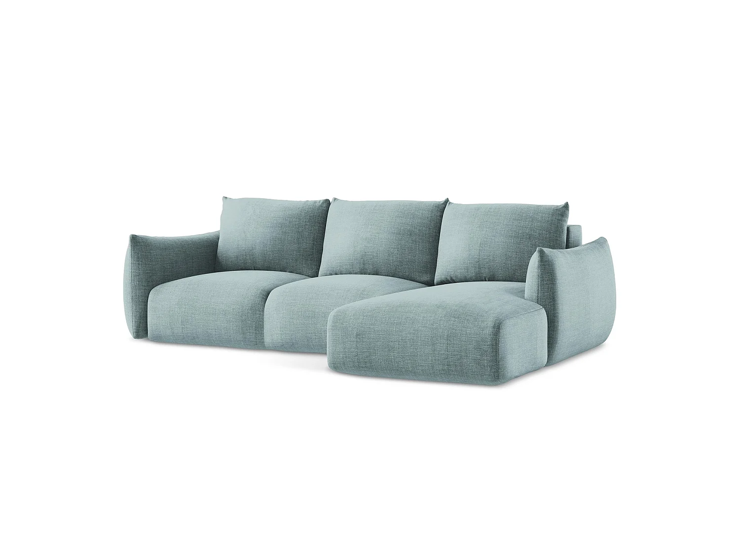 Canapé d'angle droit convertible en tissu texturé - jeans - SAVONA