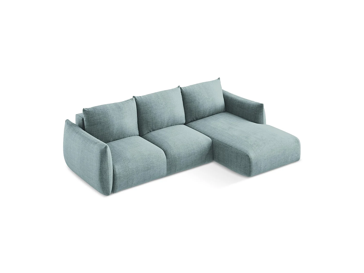 Canapé d'angle droit convertible en tissu texturé - jeans - SAVONA