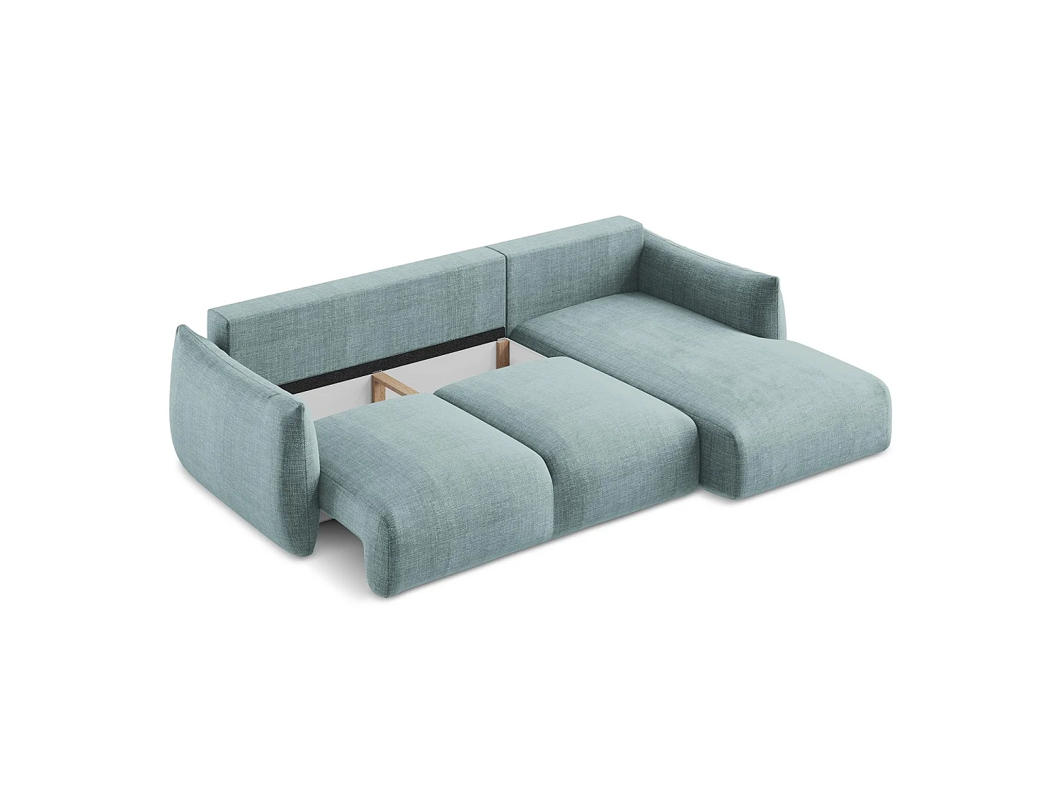 Canapé d'angle droit convertible en tissu texturé - jeans - SAVONA