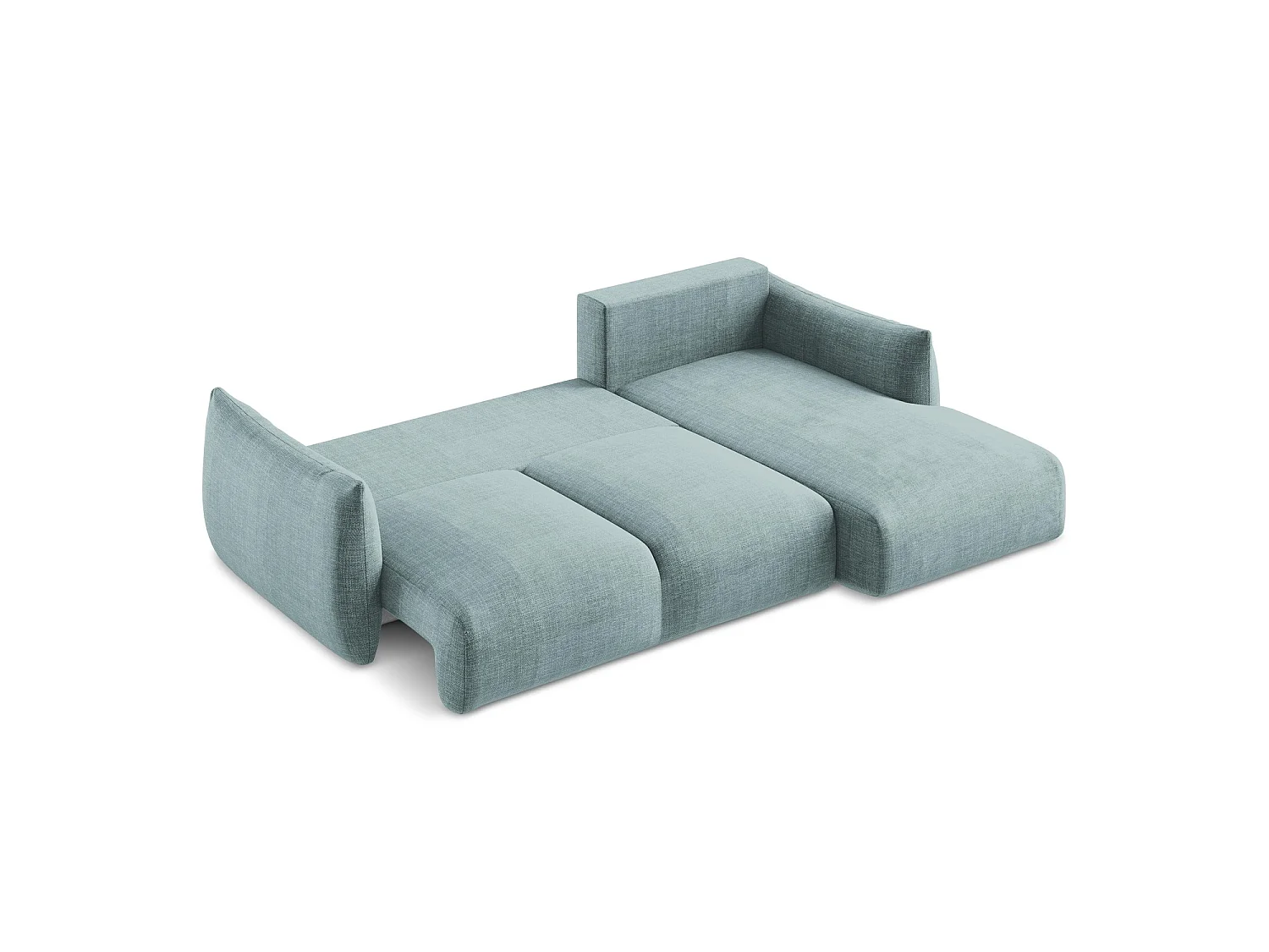 Canapé d'angle droit convertible en tissu texturé - jeans - SAVONA