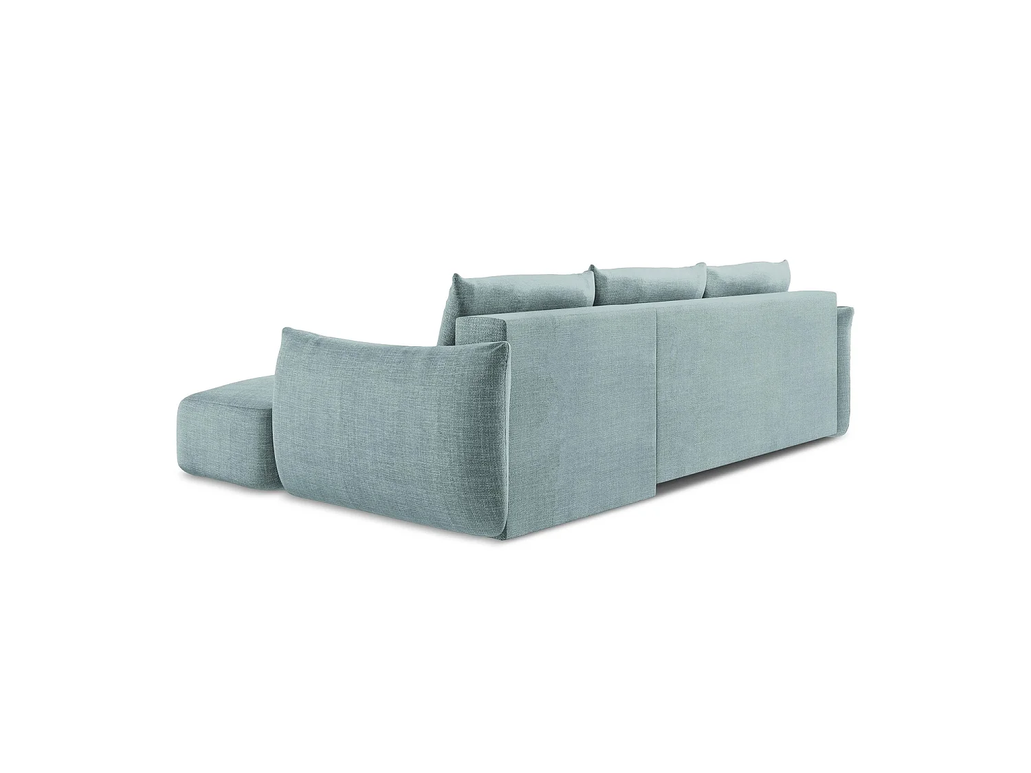 Canapé d'angle droit convertible en tissu texturé - jeans - SAVONA