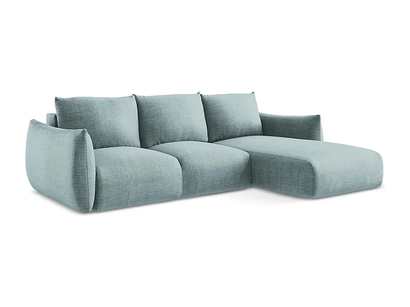 Canapé d'angle droit convertible en tissu texturé - jeans - LEILA