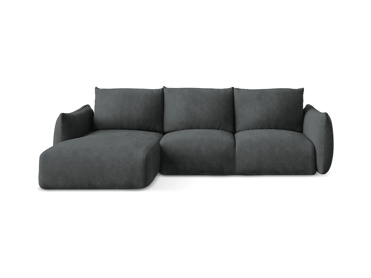 Canapé d’angle 3 places gauche convertible en tissu chenille - gris foncé - LEILA