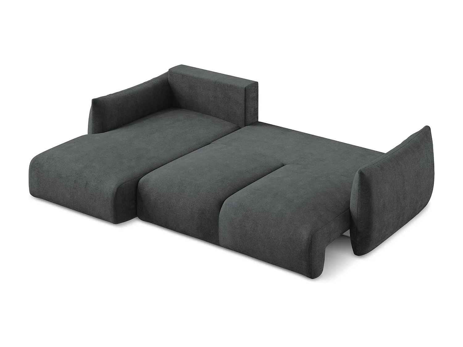 Canapé d’angle 3 places gauche convertible en tissu chenille - gris foncé - LEILA