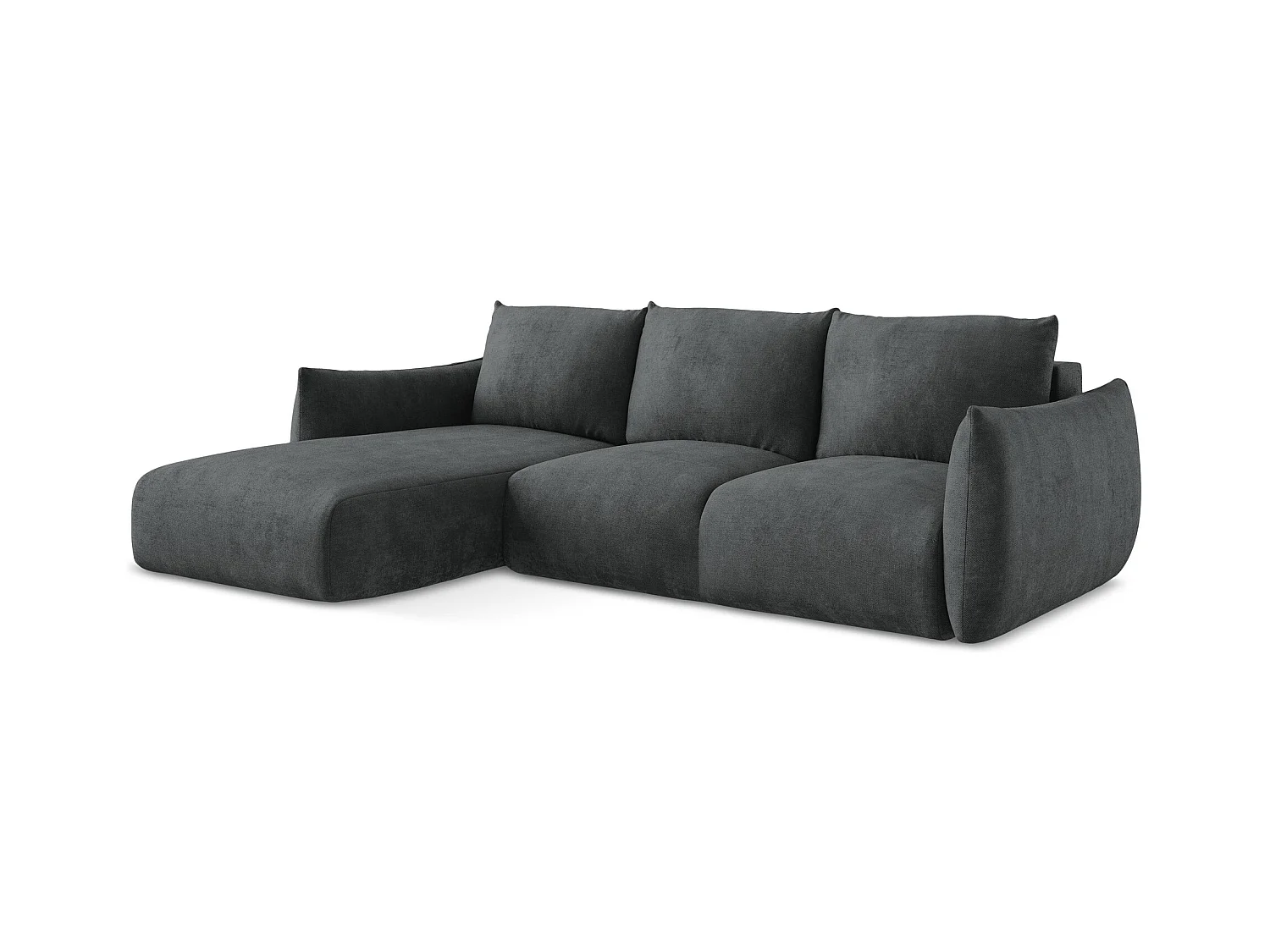 3-Sitzer Ecksofa mit Schlaffunktion - Ecke Links - Chenille - Dunkelgrau - LEILA